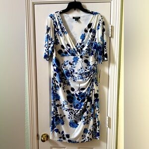 Ralph Lauren Blue and White Floral Midi Dress